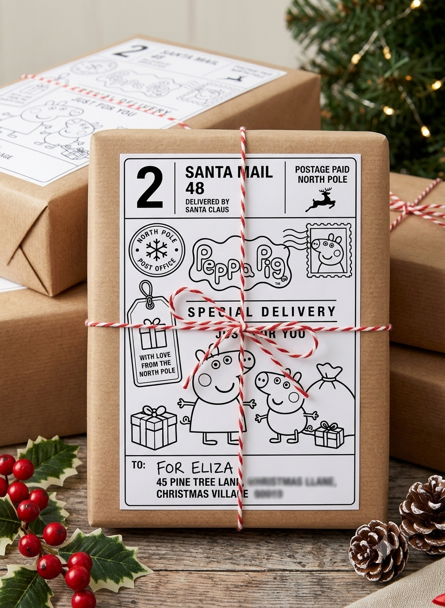 10x North Pole Santa Delivery Parcel Labels – Peppa Pig Christmas Labels